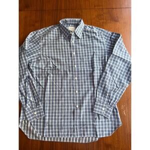 Billy Reid Men's L Full Cut Blue Plaid Long Sleeve Button Down Shirt